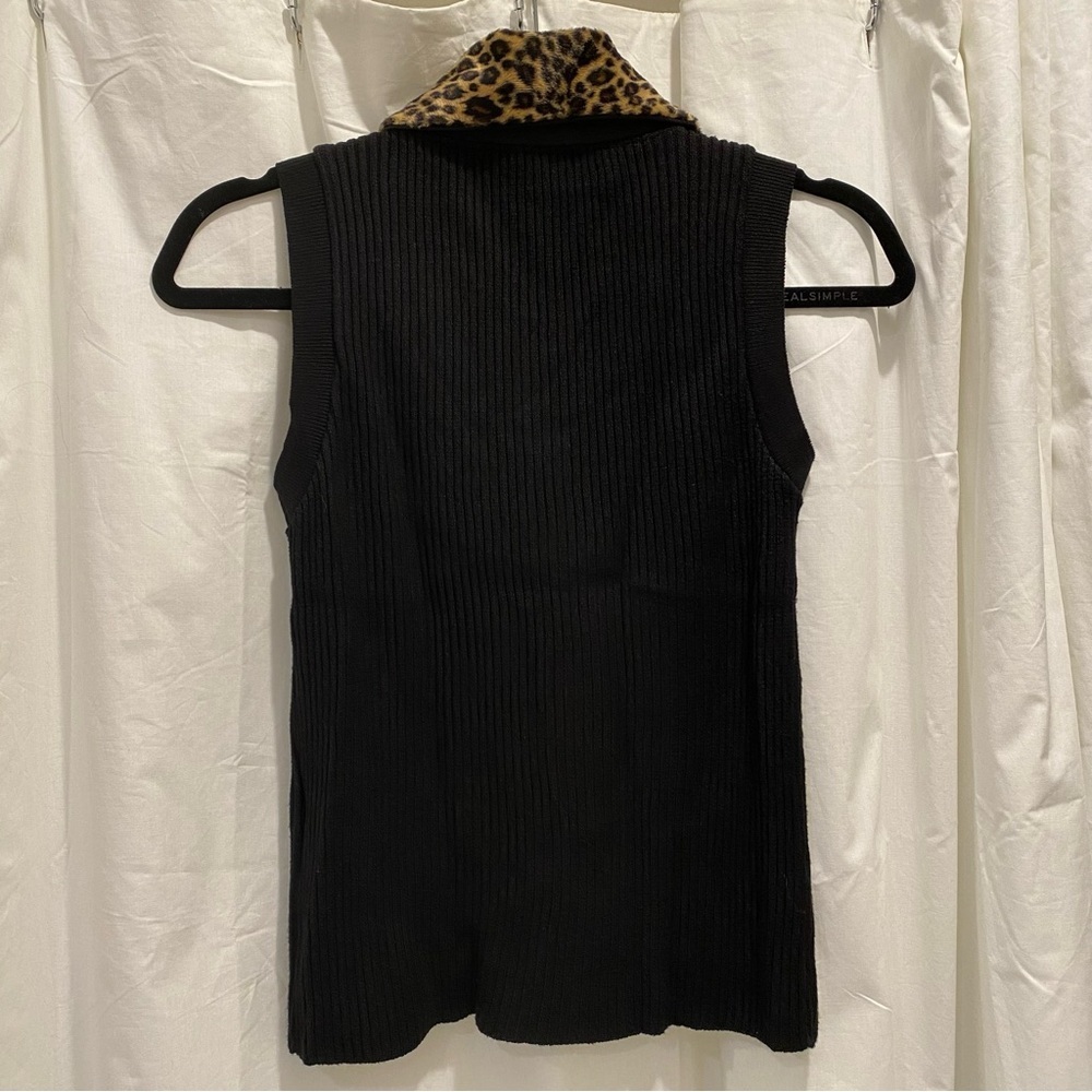 Cache Black Sweater With Leopard Print Accents - image 2